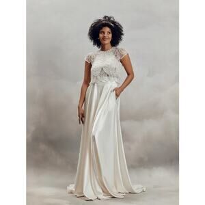 Elegant White Satin Wedding Gown